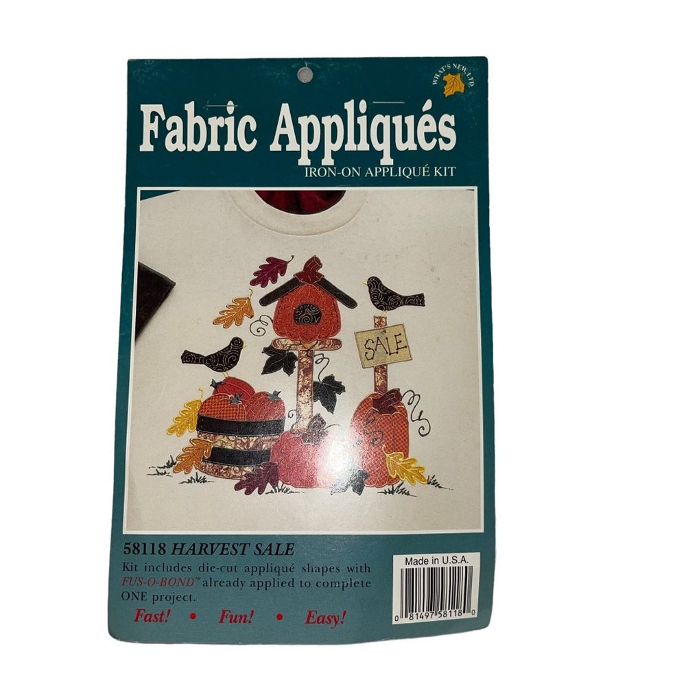 NIP What's New Ltd Fabric Iron-On Appliques 58118 Harvest Sale Fall Pumpkins